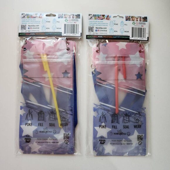 Lot of 2 NeckSip Wearable Drink Pouch 16oz Reusable Recyclable Hands-Free Drink - Picture 4 of 6